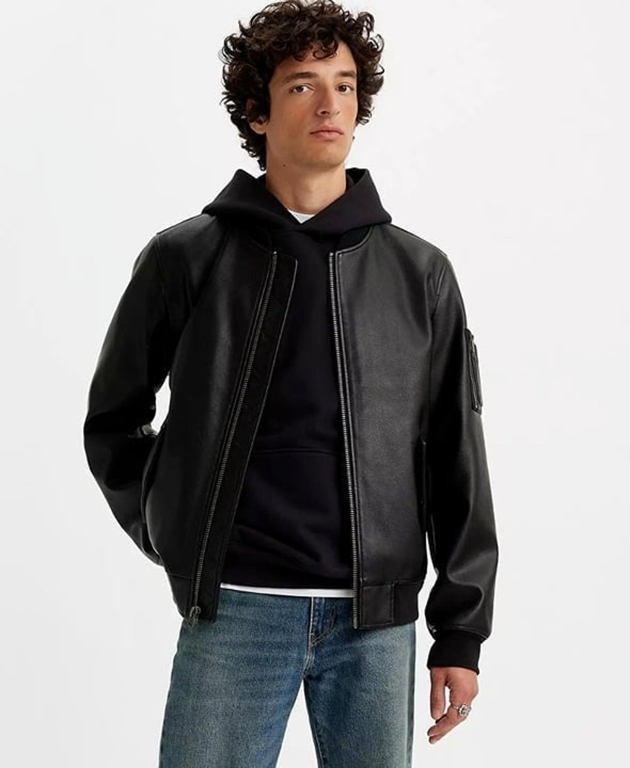 Levi’s Men's Faux Leather Varsity Bomber Jacket SMALL Black City Moto #594921180