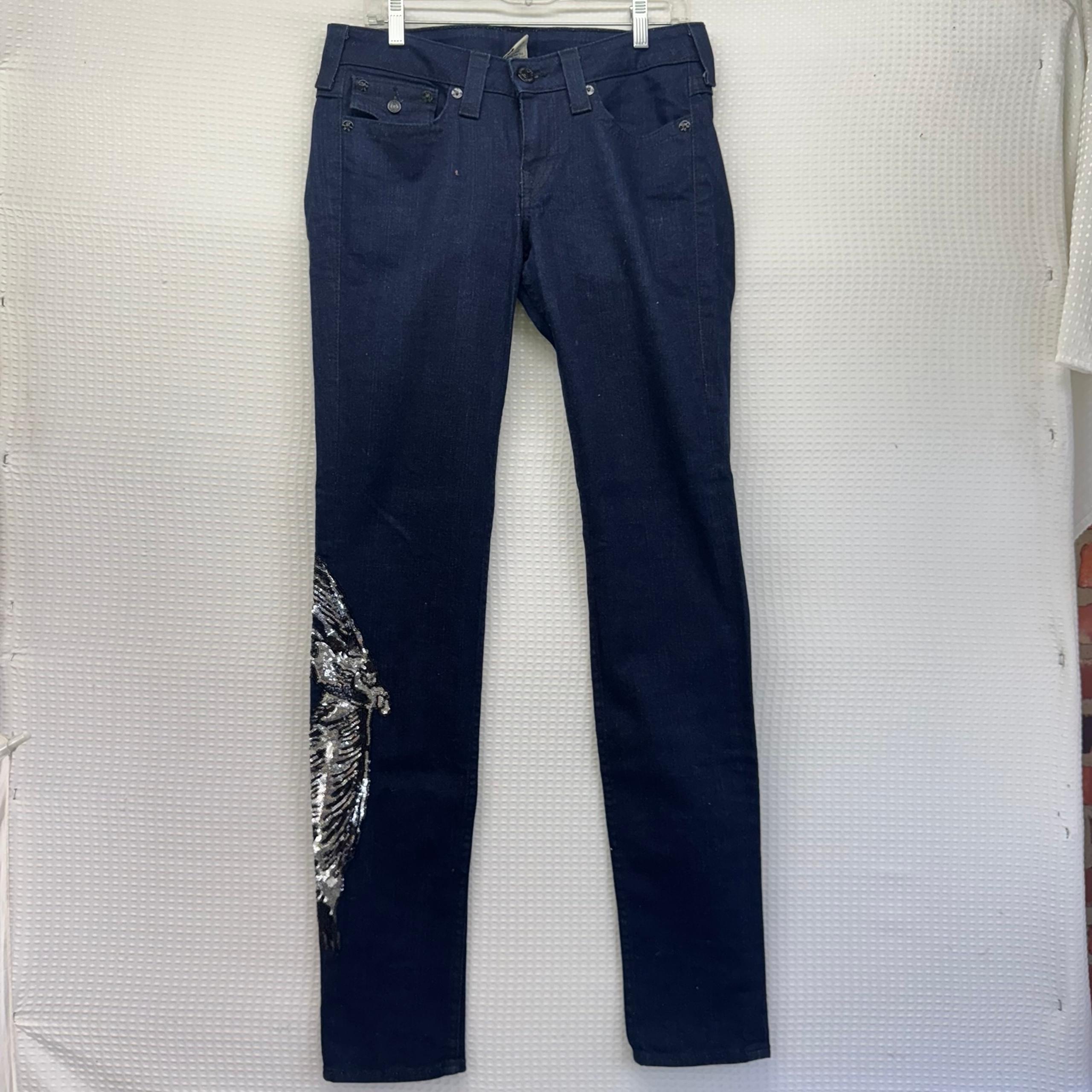True Religion Julie Flap Pockets Skinny Women's Jeans Size 31 Dark Wash (1b)
