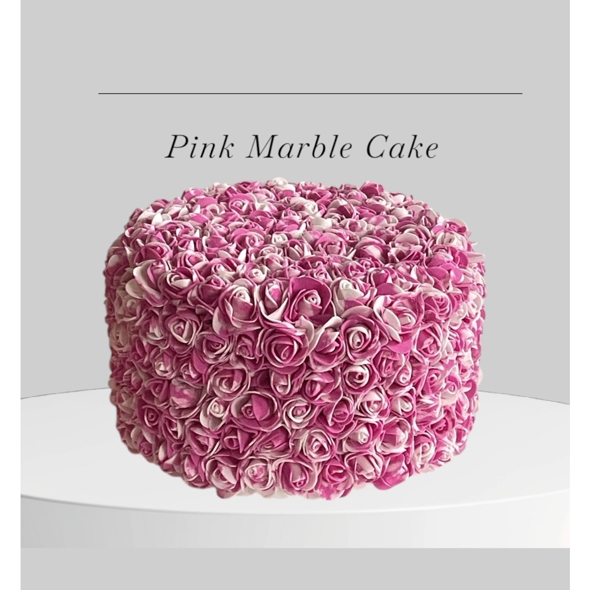 Handmade Pink Marble Fake Cake From Artificial Foam Roses
