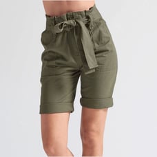 VENUS Olive Paper Bag Bermuda Shorts Women Size 6