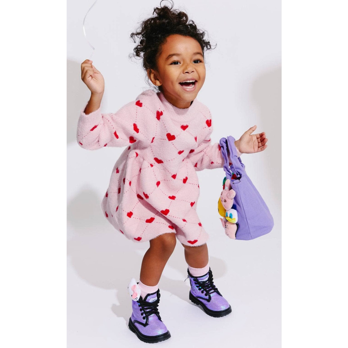 Lola + the Boys Sweetheart Sweater Dress – Pink and Red, Toddler Girl Size 2