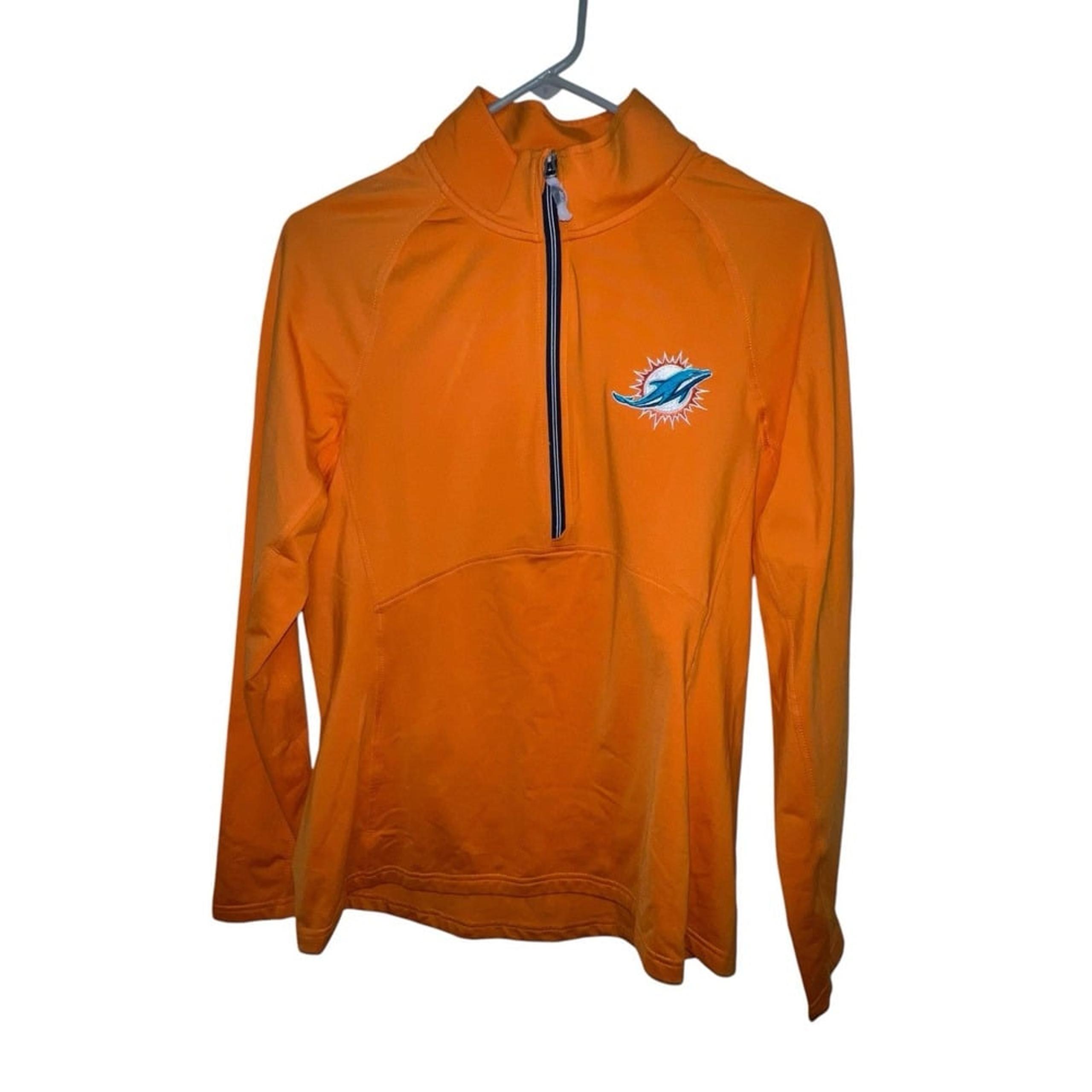 Miami Dolphins Cutter & Buck Orange Quarter-Zip Pullover Jacket Mens Size Medium