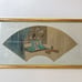 Chinese Print On Silk Painting of Geisha Girl Playing Instrument Cranes Framed