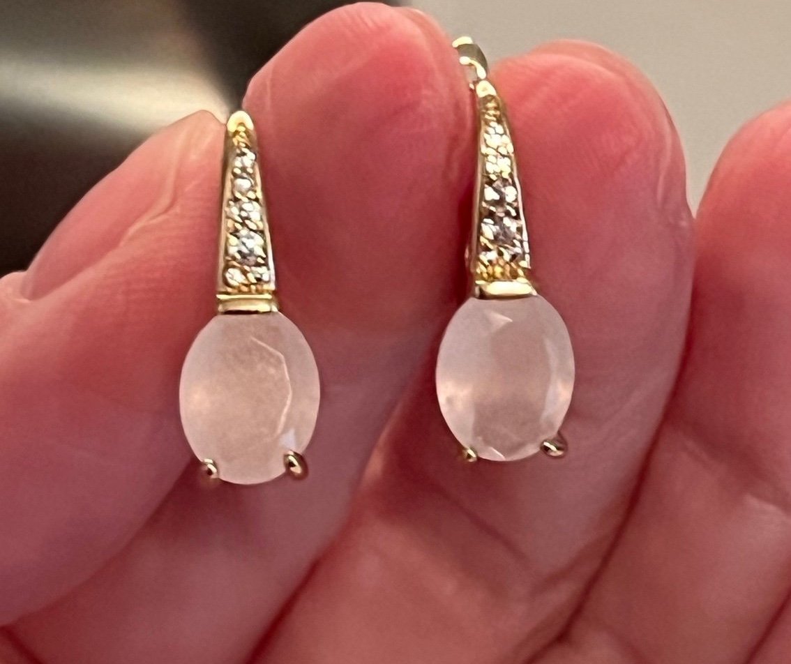 Pink Rose Gold Drop Earrings
