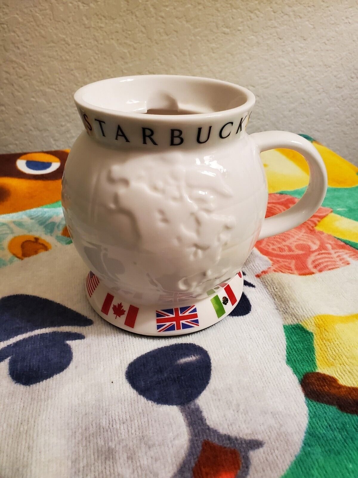 Starbucks Barista Globe World Flags Coffee Mug 2002 24 oz w/o Lid