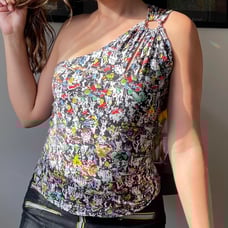 Versace Jeans Couture one shoulder knit top.