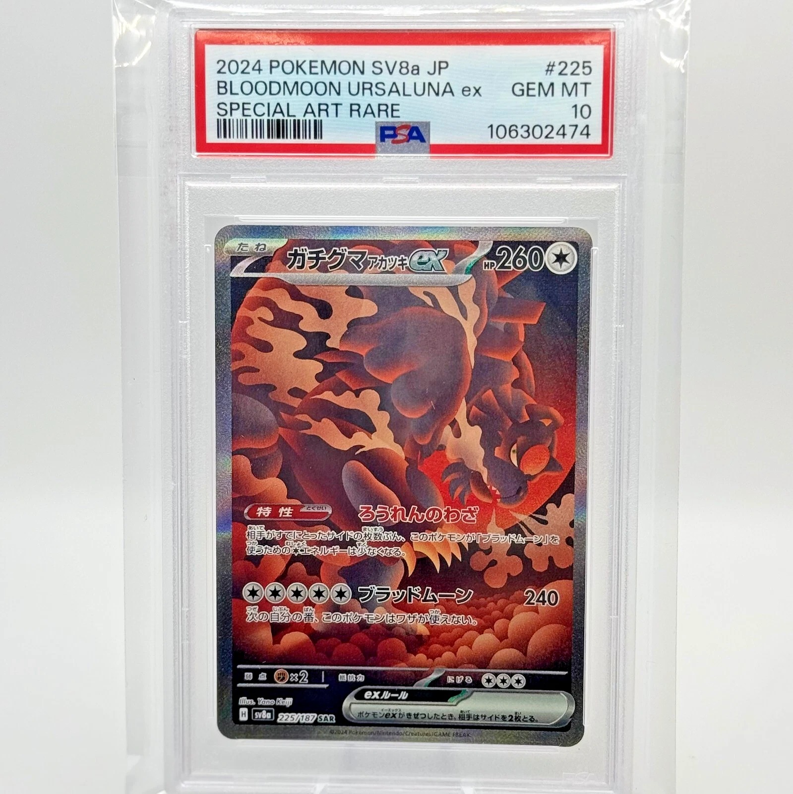 Bloodmoon Ursaluna ex 225/187 SAR - Japanese Pokemon / PSA 10 Gem Mint
