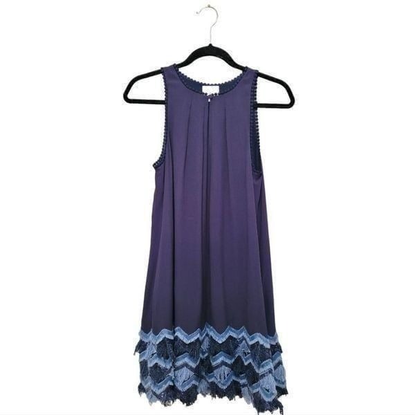 Maeve Blue Sequin Hem Dress