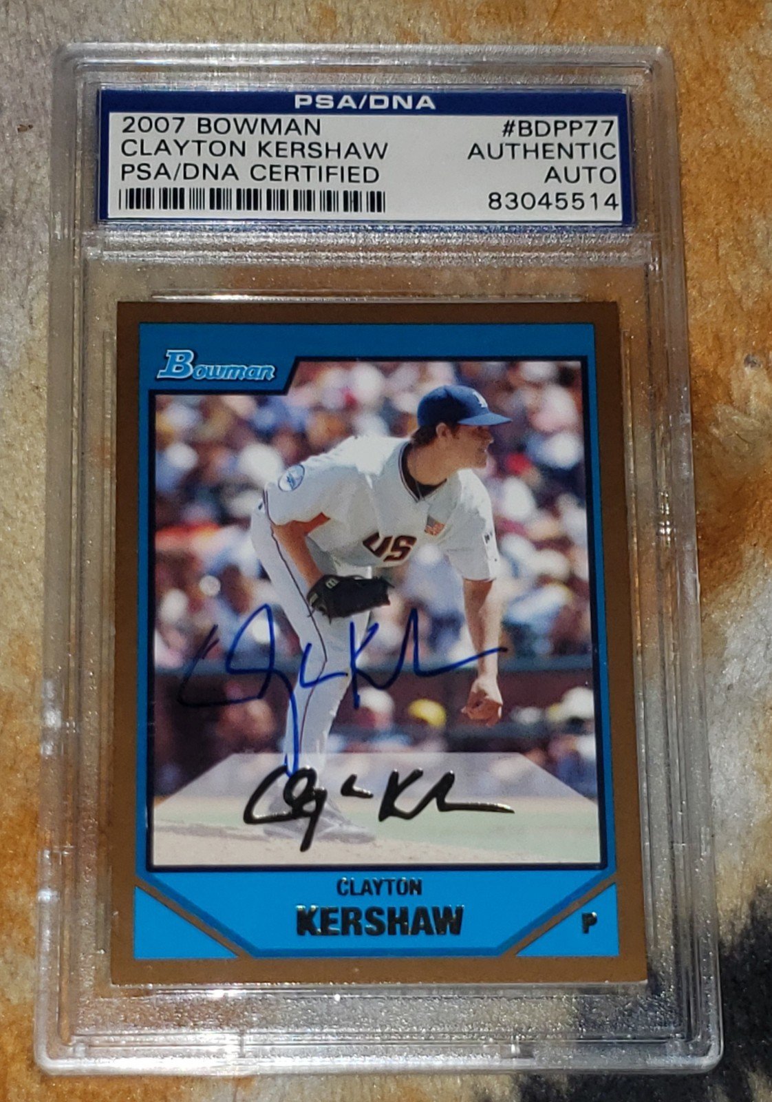 Clayton Kershaw Bowman Gold Rookie Auto U.S.A.
