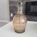 Vintage Crackle Amber Glass Ornate Metal Wine Decanter Bottle