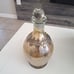 Vintage Crackle Amber Glass Ornate Metal Wine Decanter Bottle