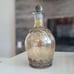 Vintage Crackle Amber Glass Ornate Metal Wine Decanter Bottle
