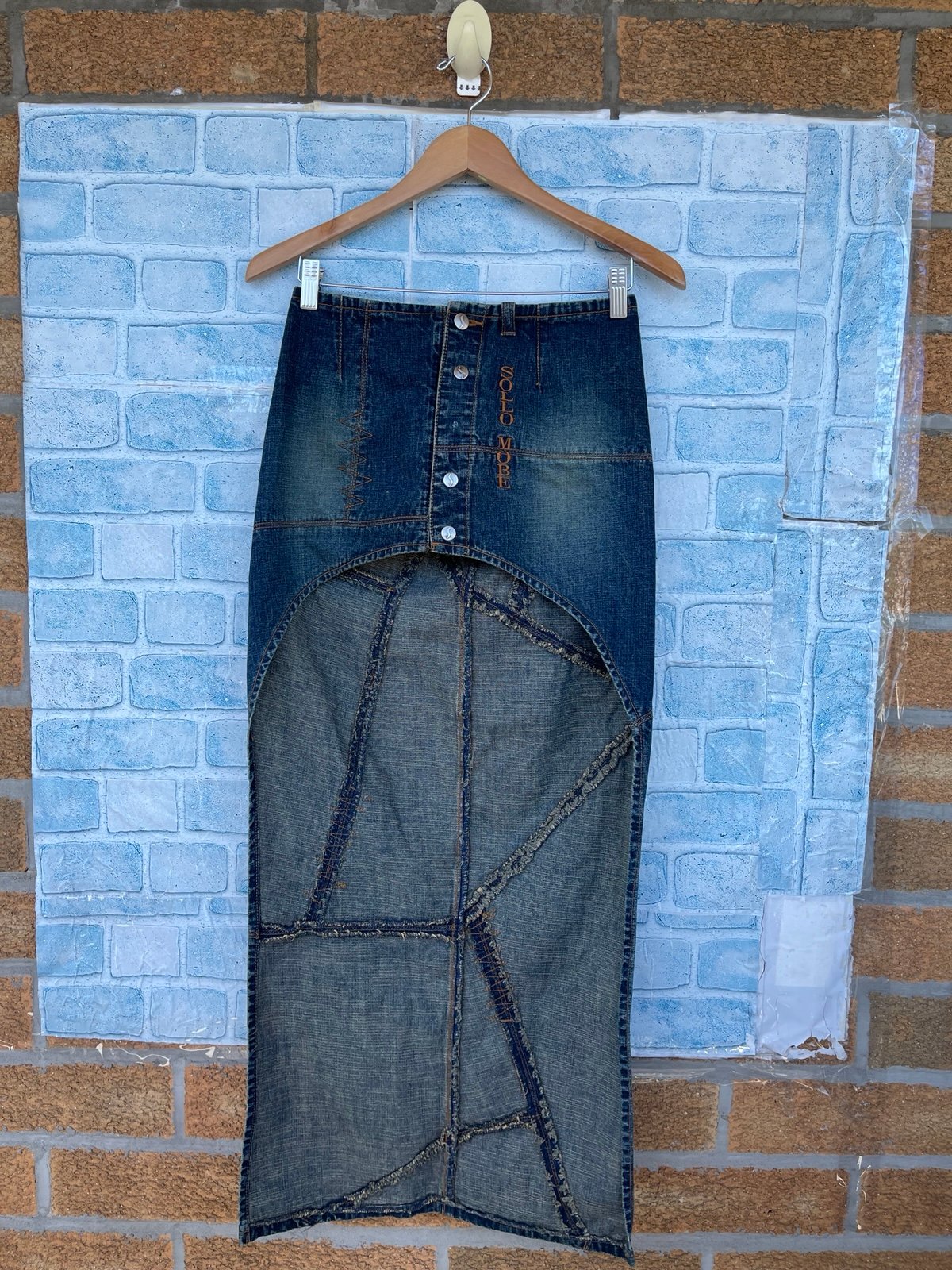 Sollo Mobe denim jean skirt Hi-low vintage size medium