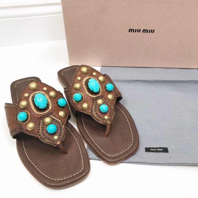 Miu Miu “Bufalo Stone” Sandals - NEW!