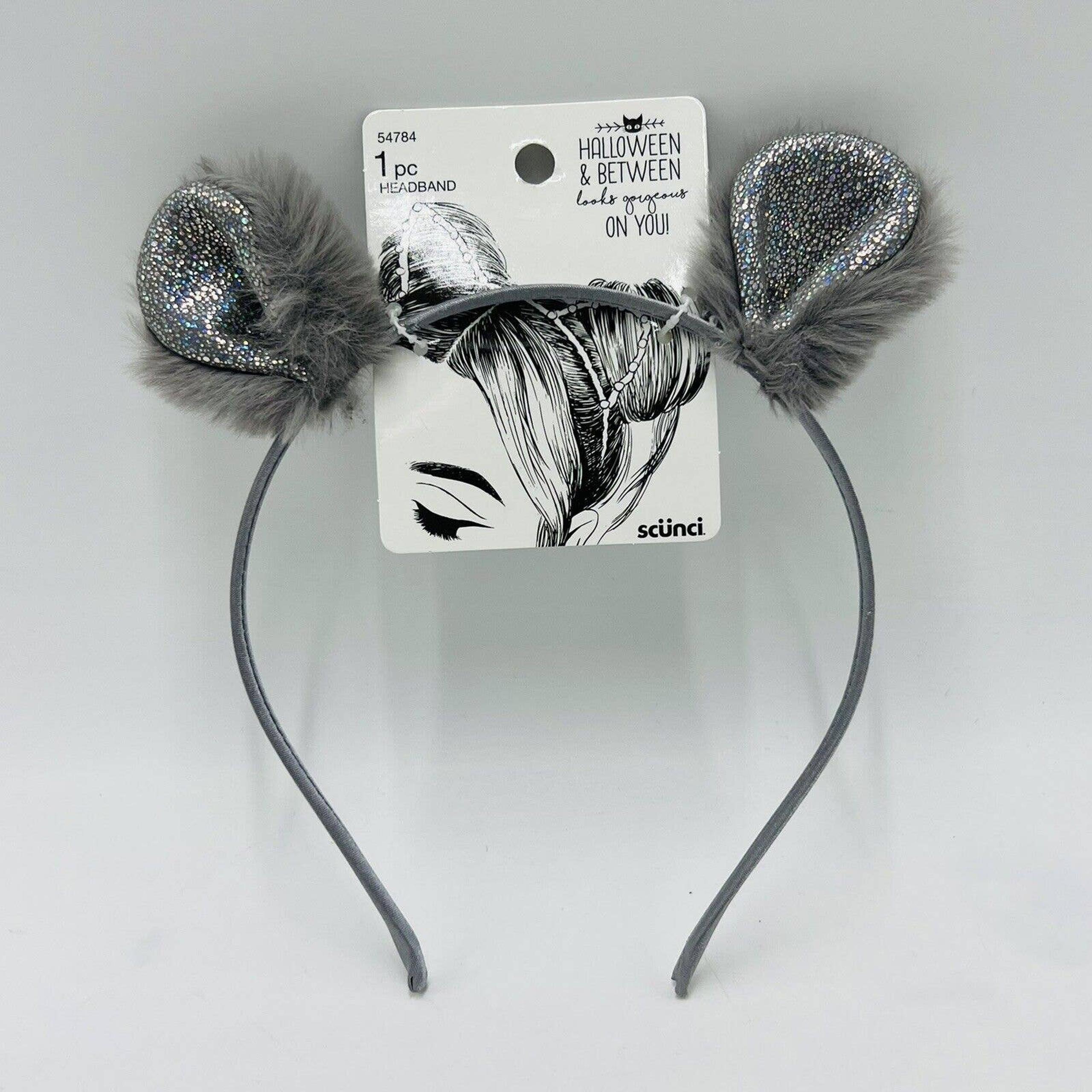 Mouse Scunci Headband Gray Sparkle Halloween Costume 54784 New