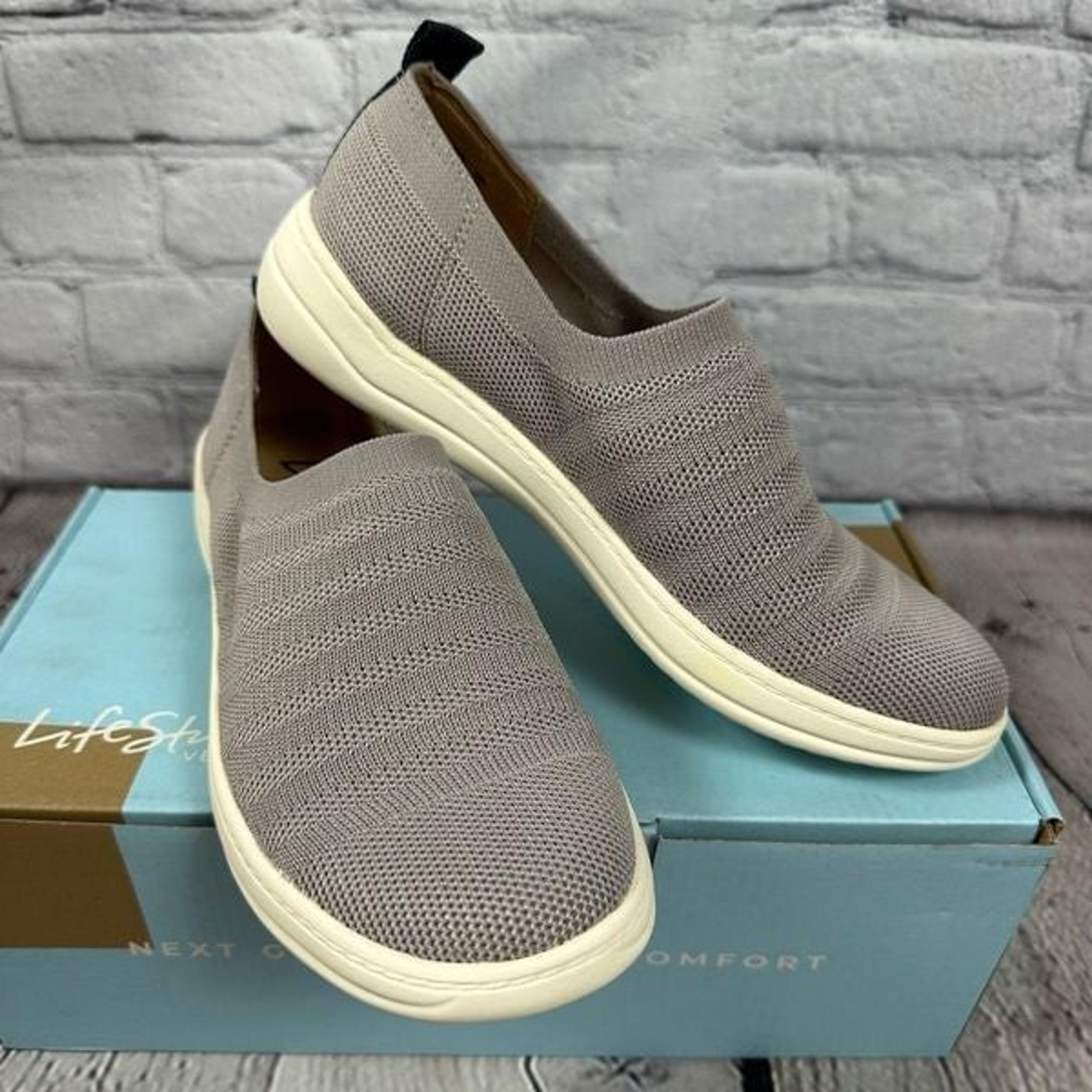 LifeStride Velocity 2.0 Women’s Energy Knit Slip-On Sneakers Greige/Gray 6M