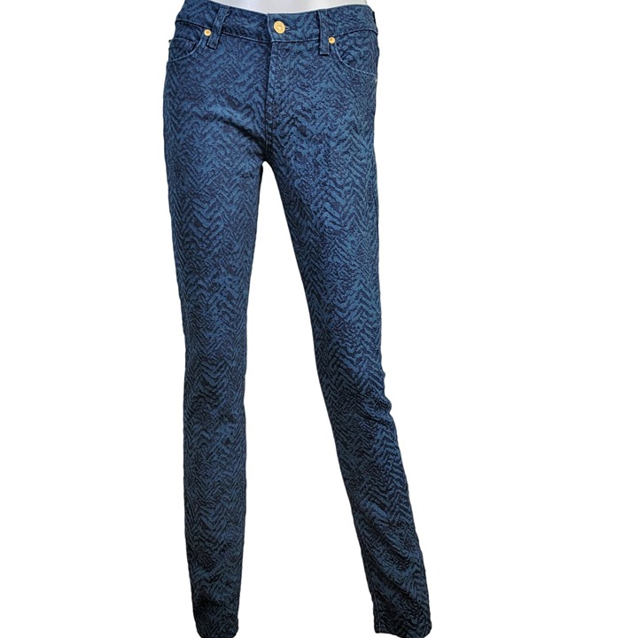7 For All Mankind Printed Skinny Jeans Women 27 Waist 32 Length Casual Denim 8