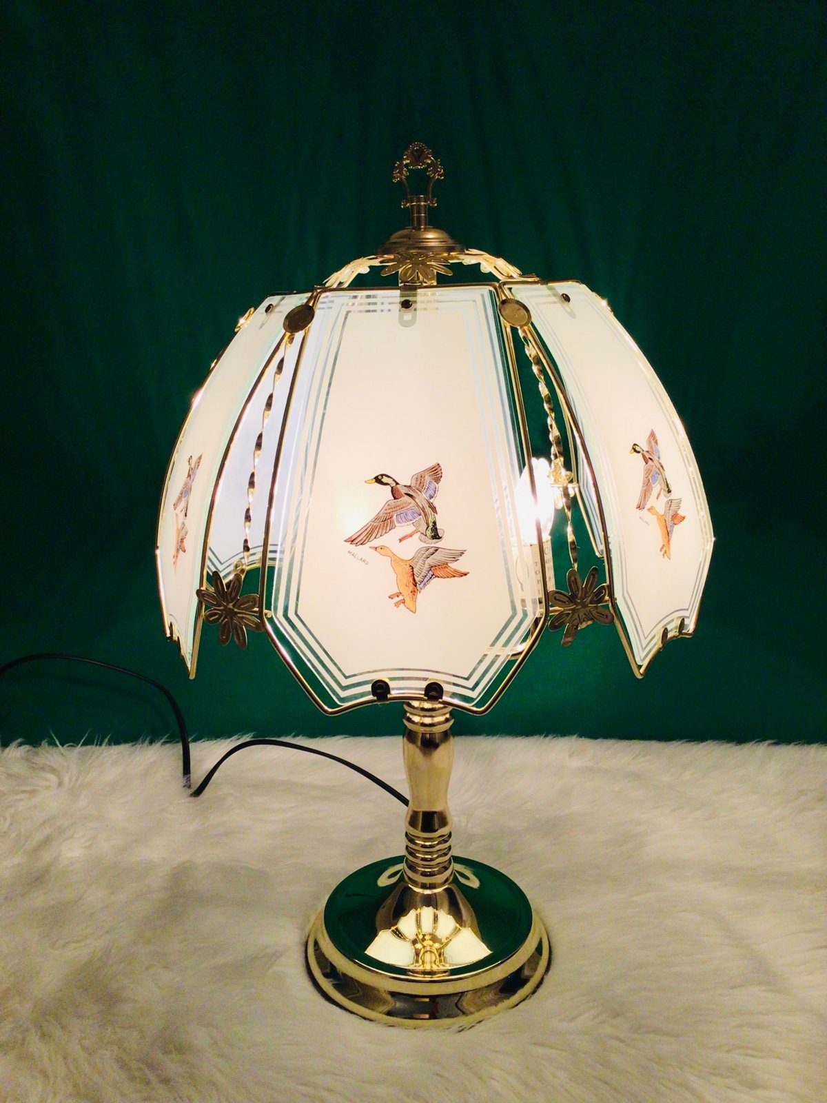 Mallard Ducks Brass Table Lamp