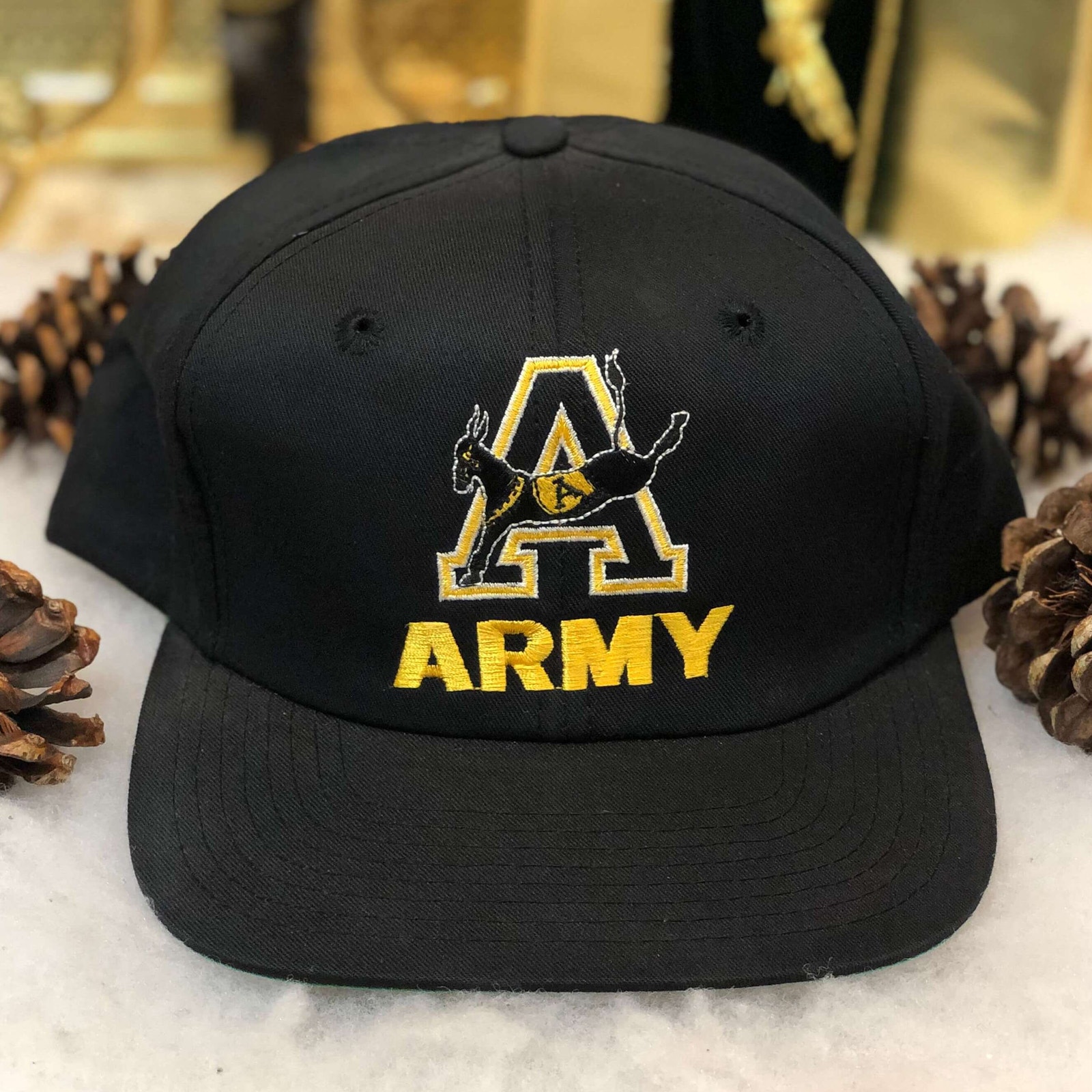 Vintage 90s NCAA Army Black Knights Twins Enterprise Twill Snapback Hat Black