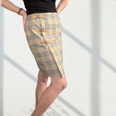 Vintage Plaid Wrap Buckle 100% wool chic plaid skirt