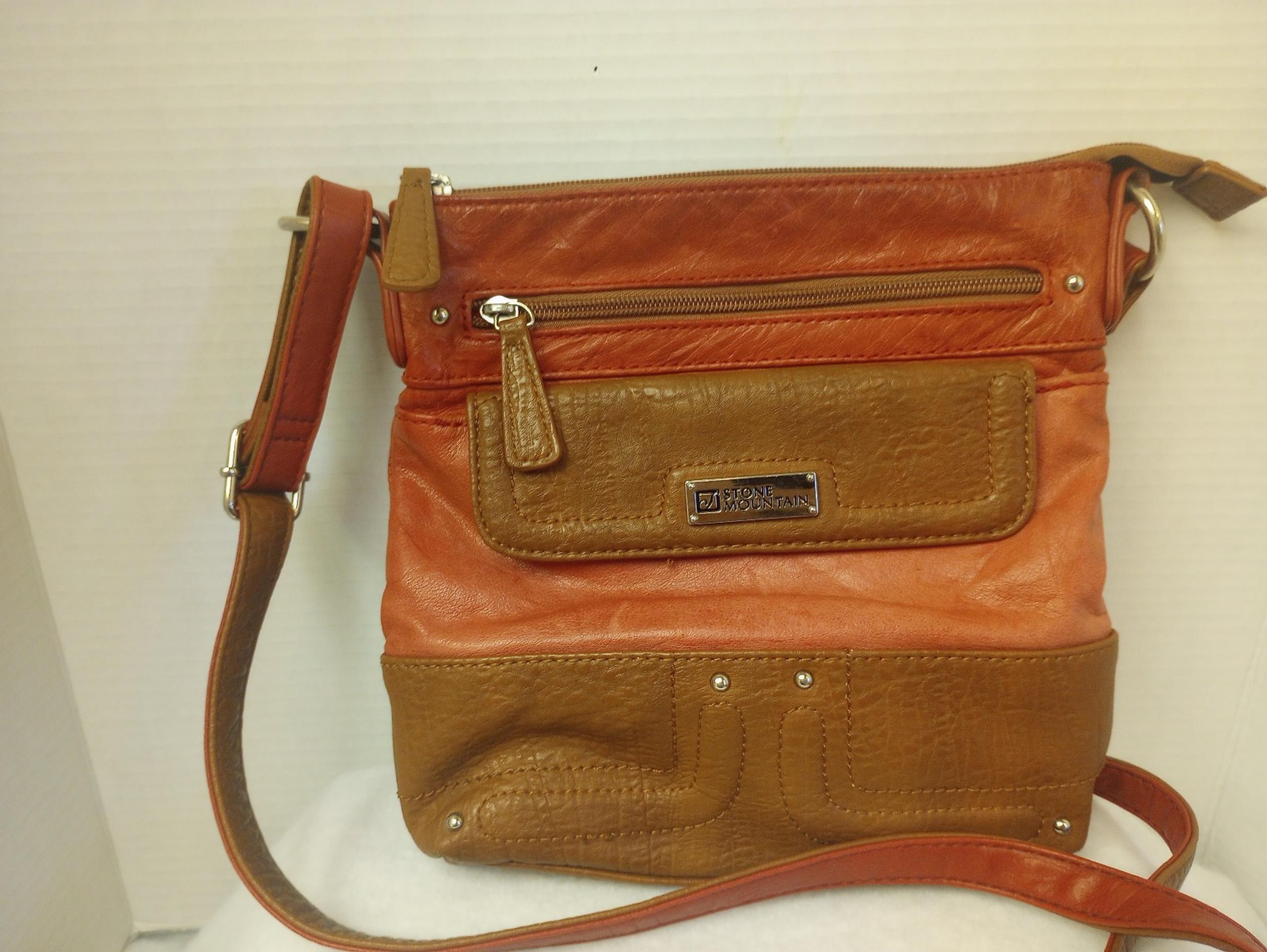 Stone Mountain Crossbody Red)Brown Leather Bag. 10 x 10 size