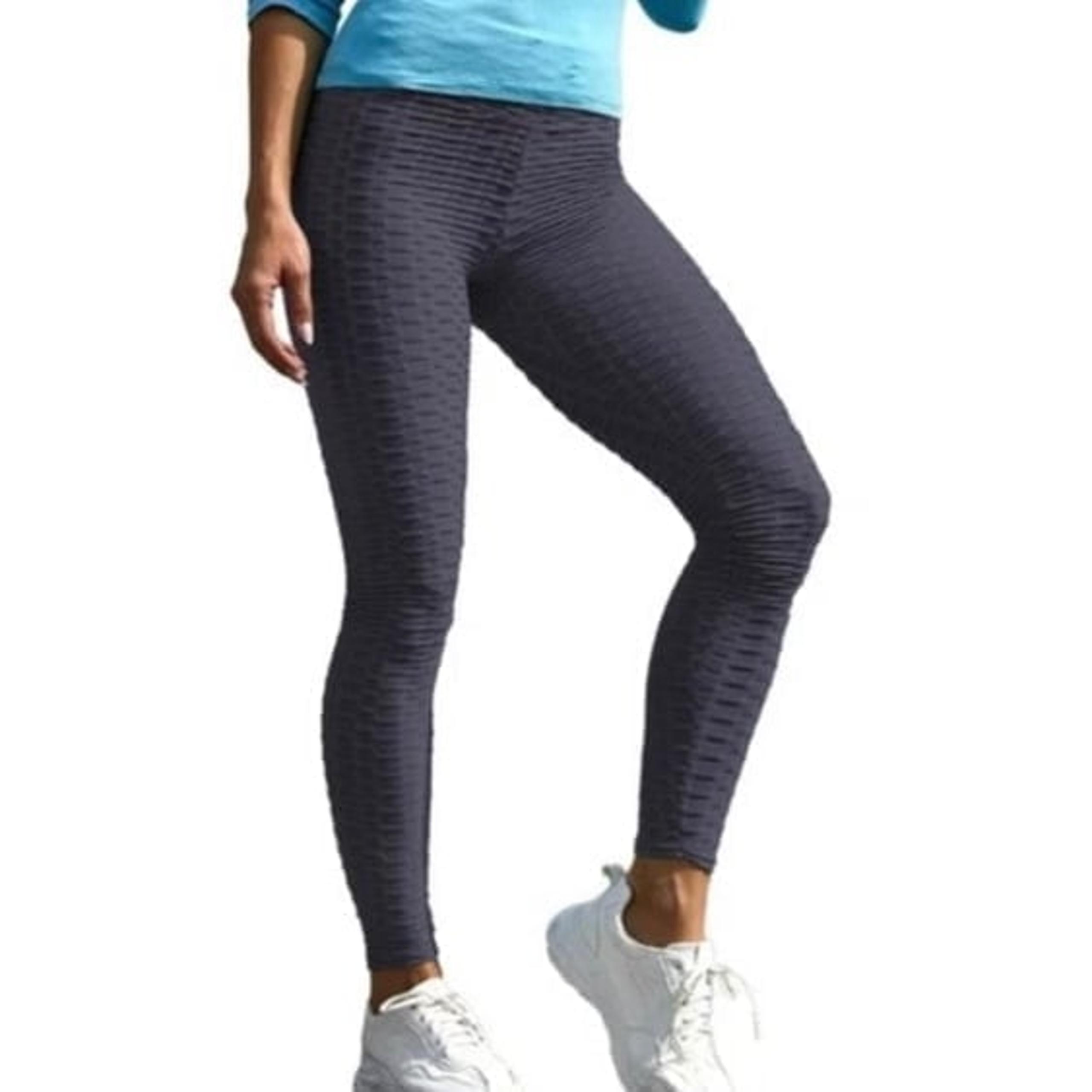 Doublju Women's Elastic High Waist Textured Leggings Plus Size 2X Black