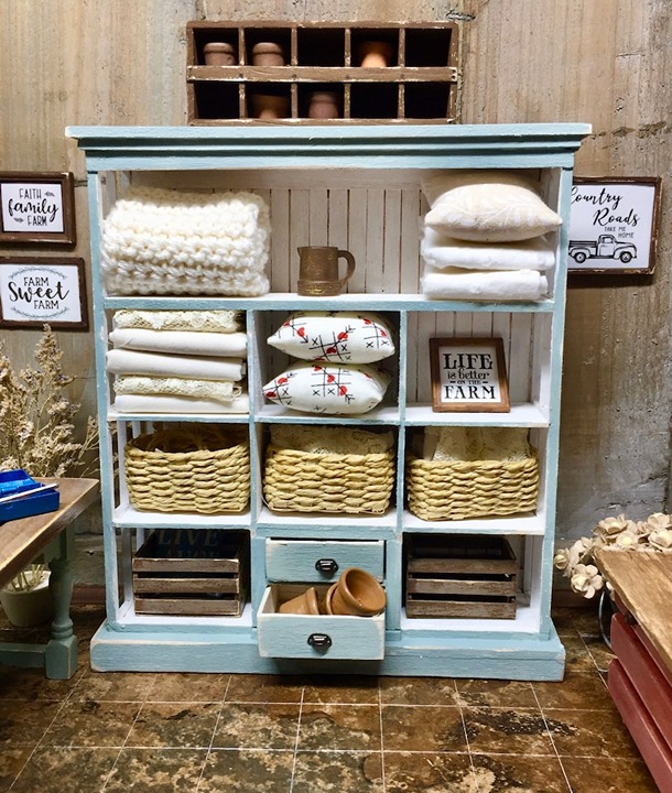 Miniature Dollhouse Farmhouse Cabinet