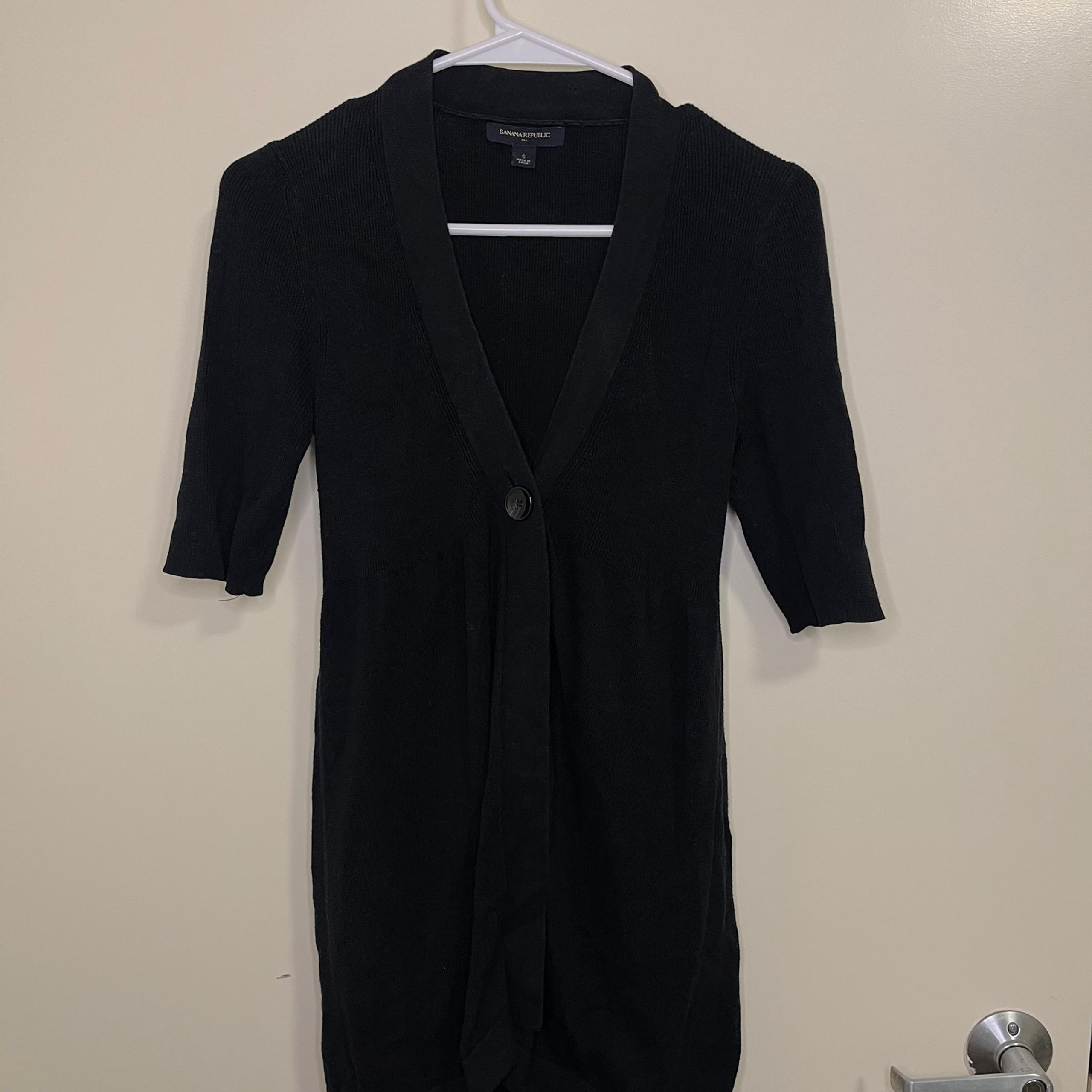 Banana Republic Women's Black 3/4 Sleeve Ribbed Knit Cardigan Sweater (Size S)