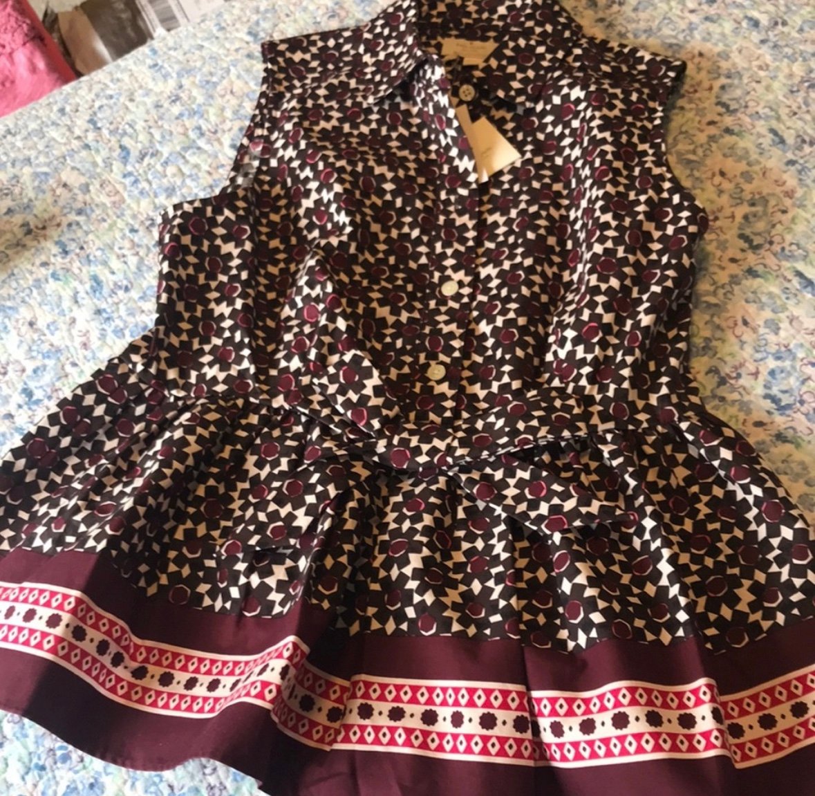 NWT Kate Spade peplum top with bow Floral top