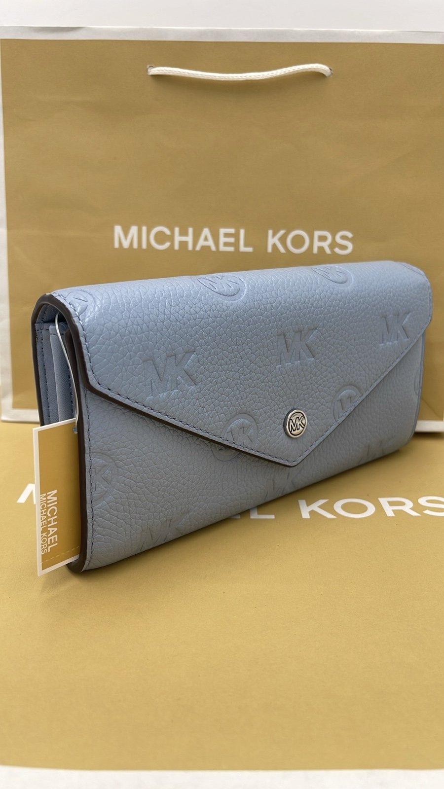 Michael Kors Jet Set Travel LgLogo Embossed Leather Envelope Continent Wallet