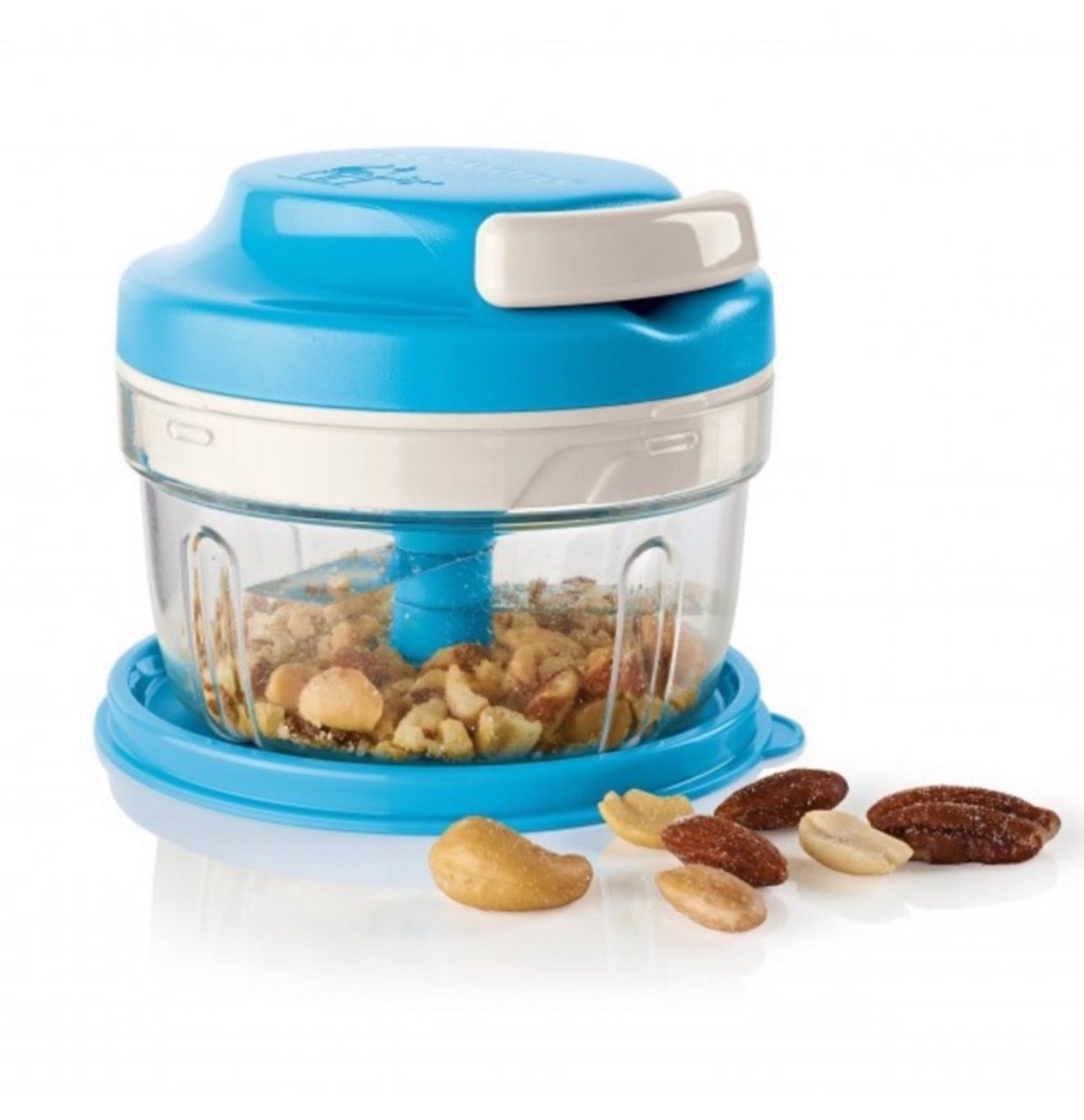 Tupperware Super Sonic Chop N Prep Chef Mini Chopper w/ Pull Cord Blue Open Box