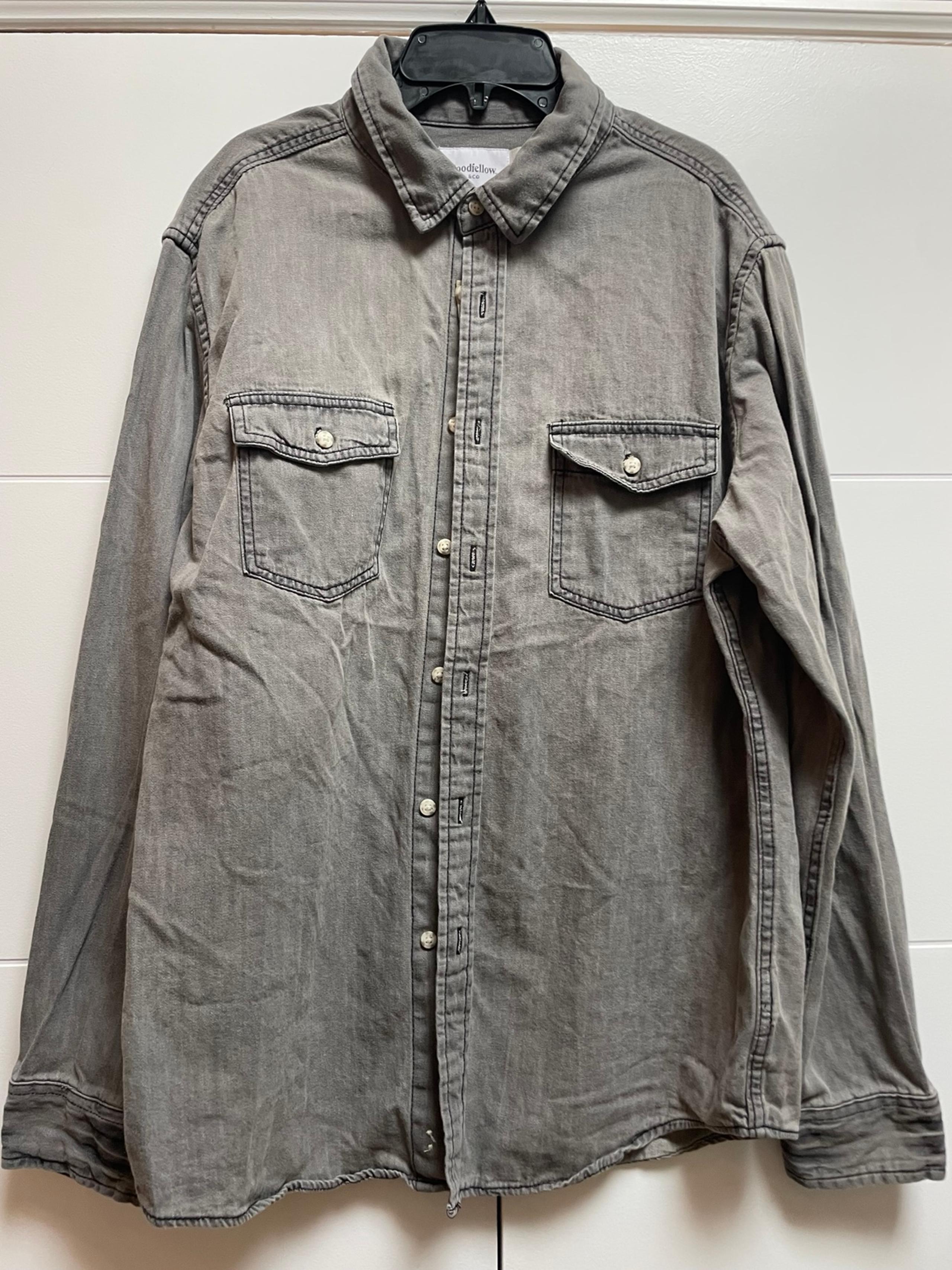 Goodfellow & Co Button Down Standard Fit Shirt Gray Grey Men’s Sz L Cotton