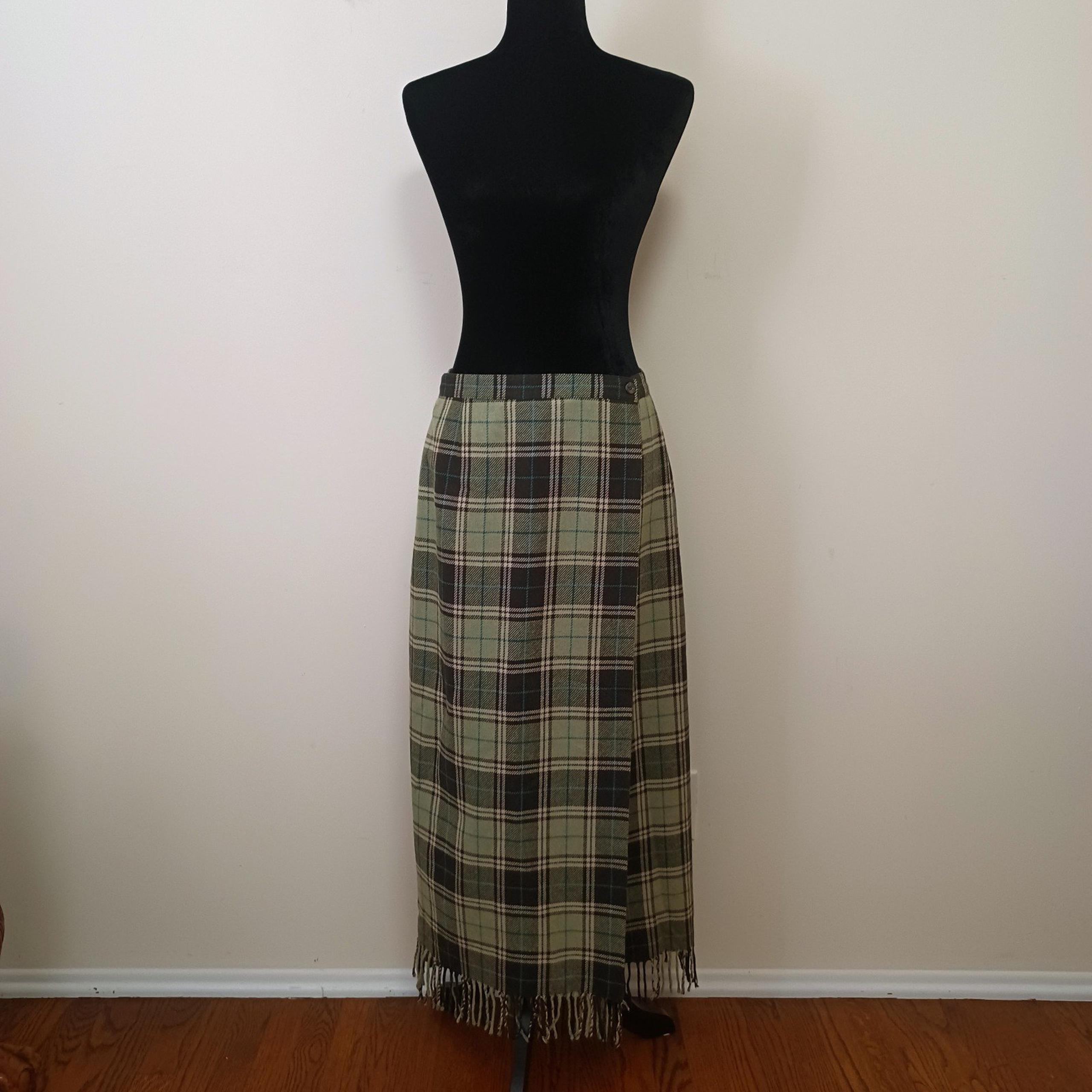 Evan- Picone Women's Plaid Wool Blend Wrap Skirt Sz 10