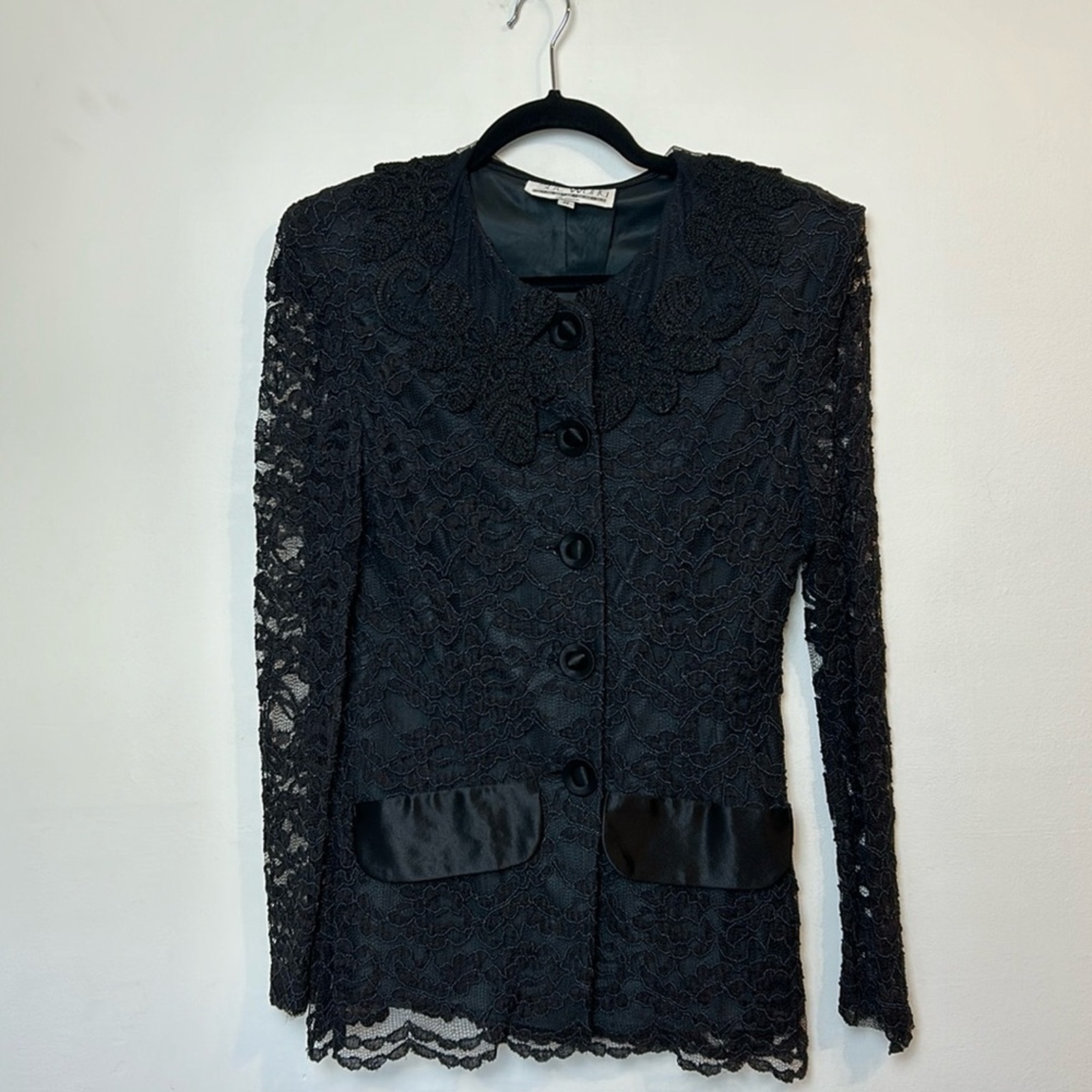 Vintage Sue Wong Studio Black Lace & Satin Blazer