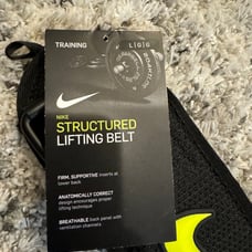 NEW! Nike Structured Weight Lifting Training Belt 2.0, Black/Volt, Size Large