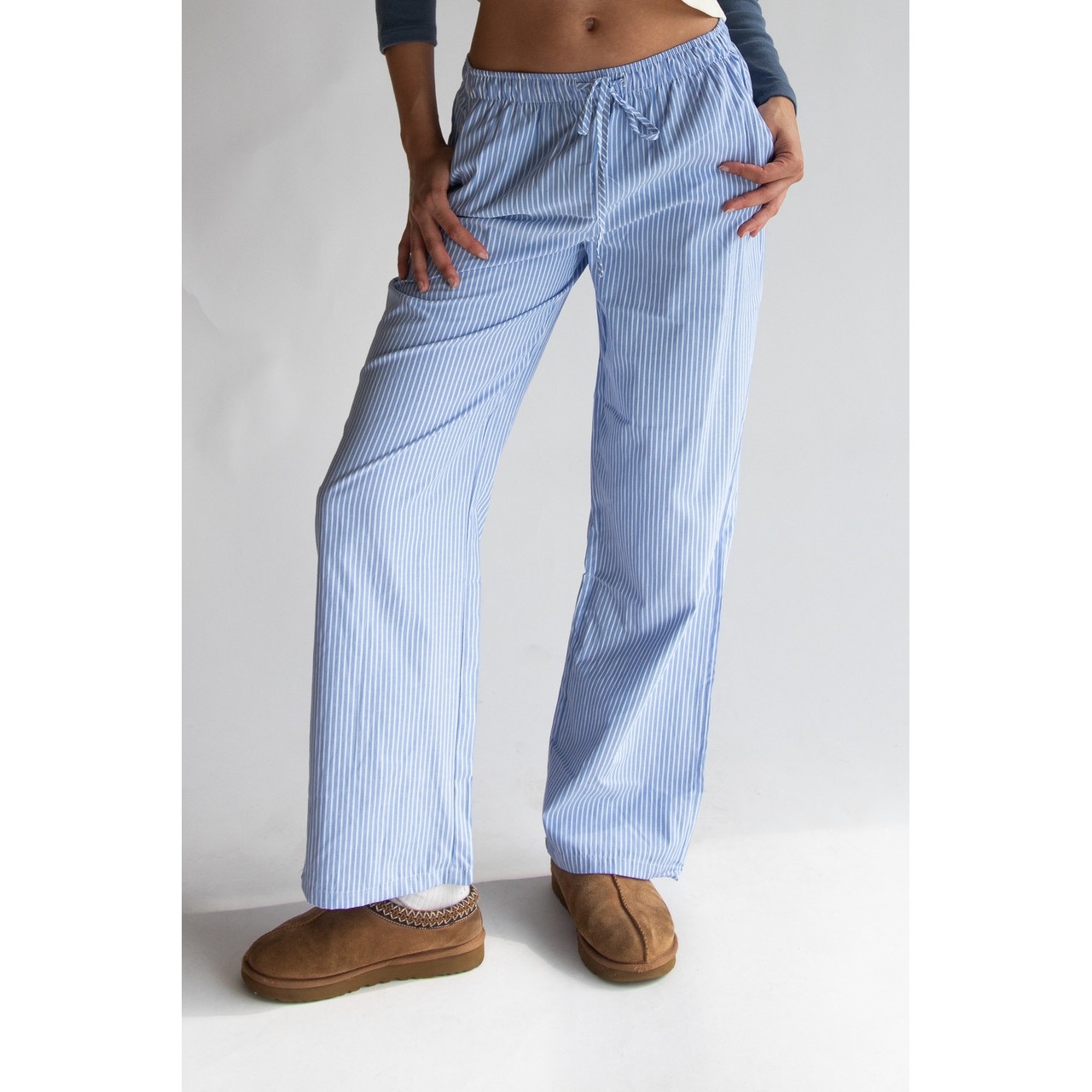 Revolve WeWoreWhat Striped Pajama Pant XS Sky Blue & White | NWT Lounge Wide Leg
