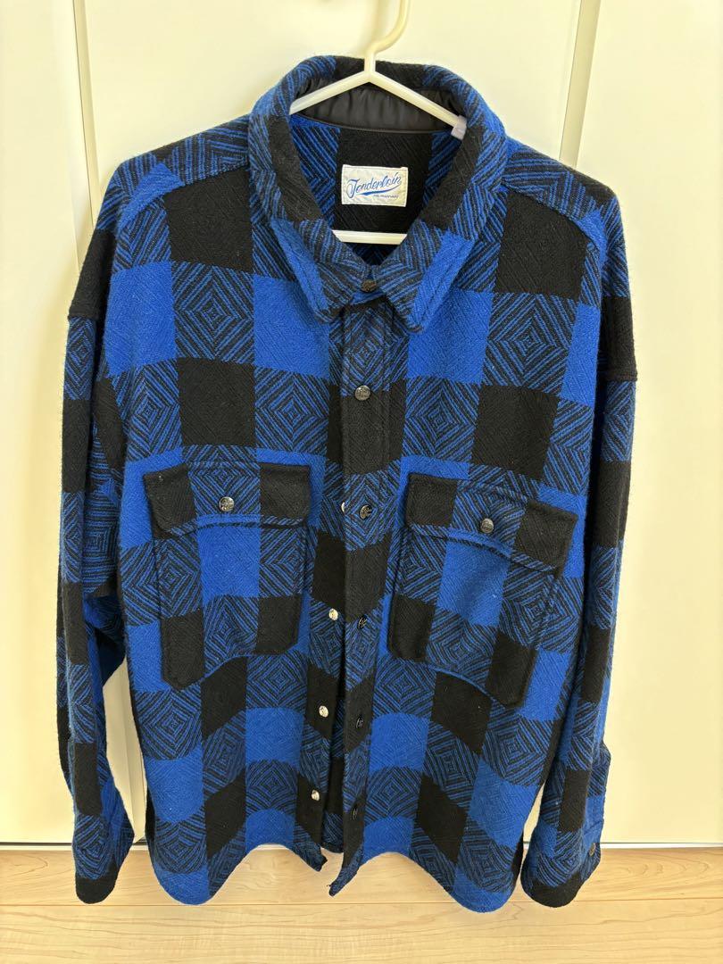 Tenderloin blue-black check flannel shirt