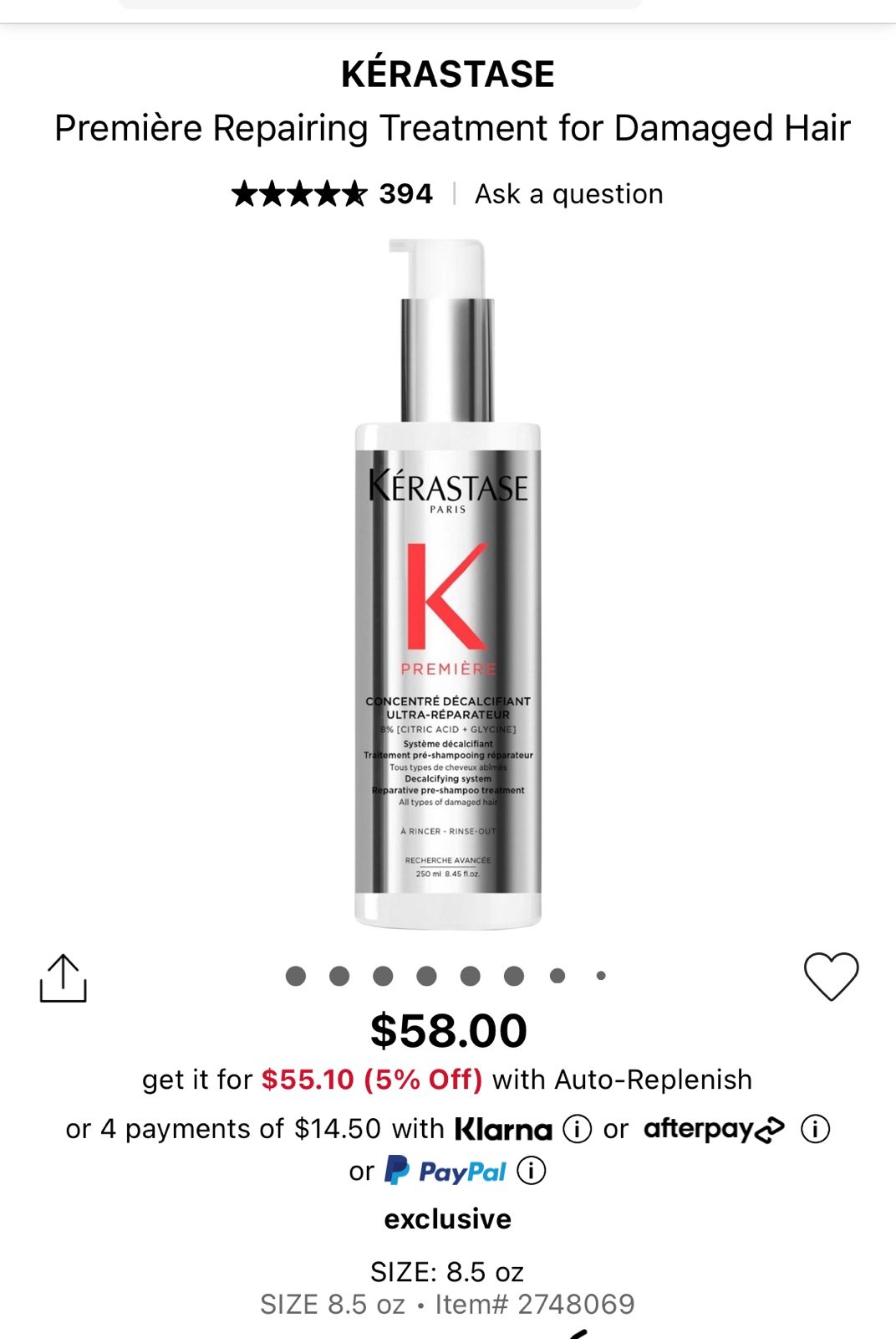 Kerastase Premiere repairing treatment for damaged hair 8.5 ounce (NEW)