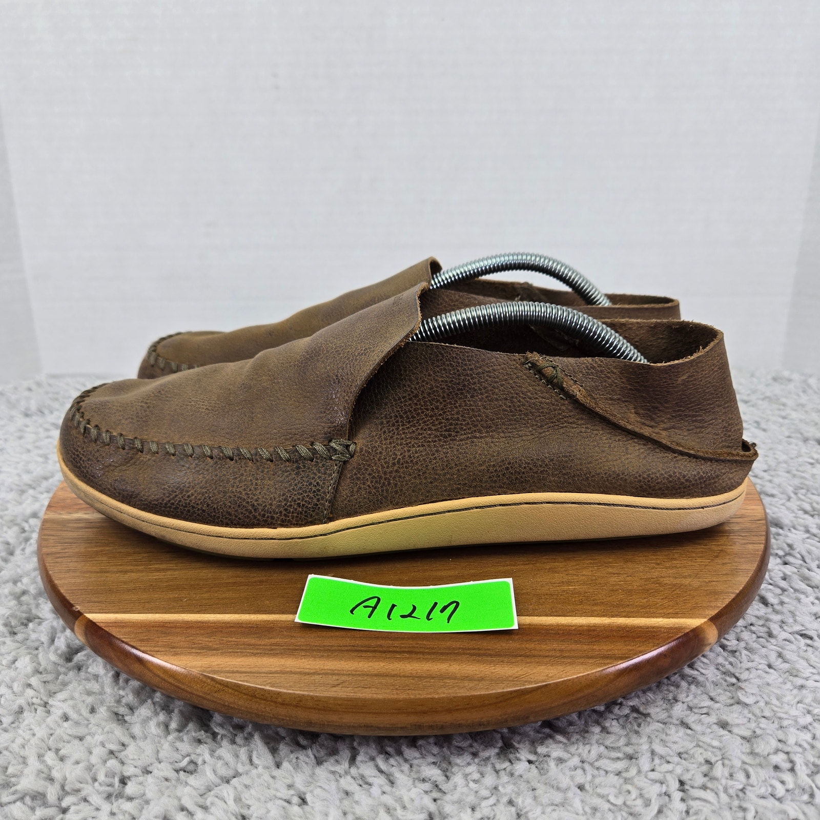 Olukai Akahai Brown Leather Casual Lifestyle Daily Slip On Sneakers Mens 11.5