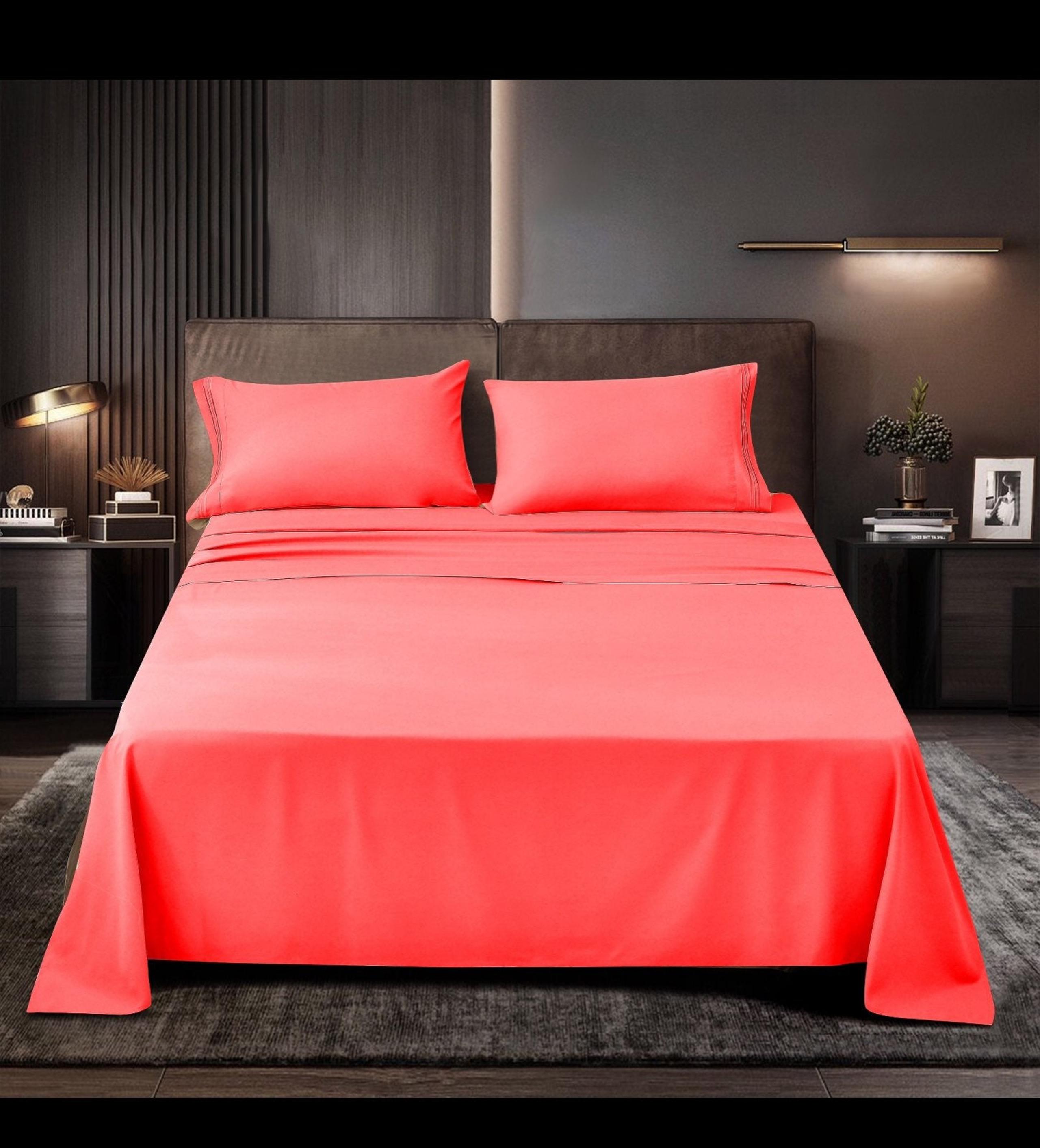 KING SIZE BAMBOO SHEET SET CORAL