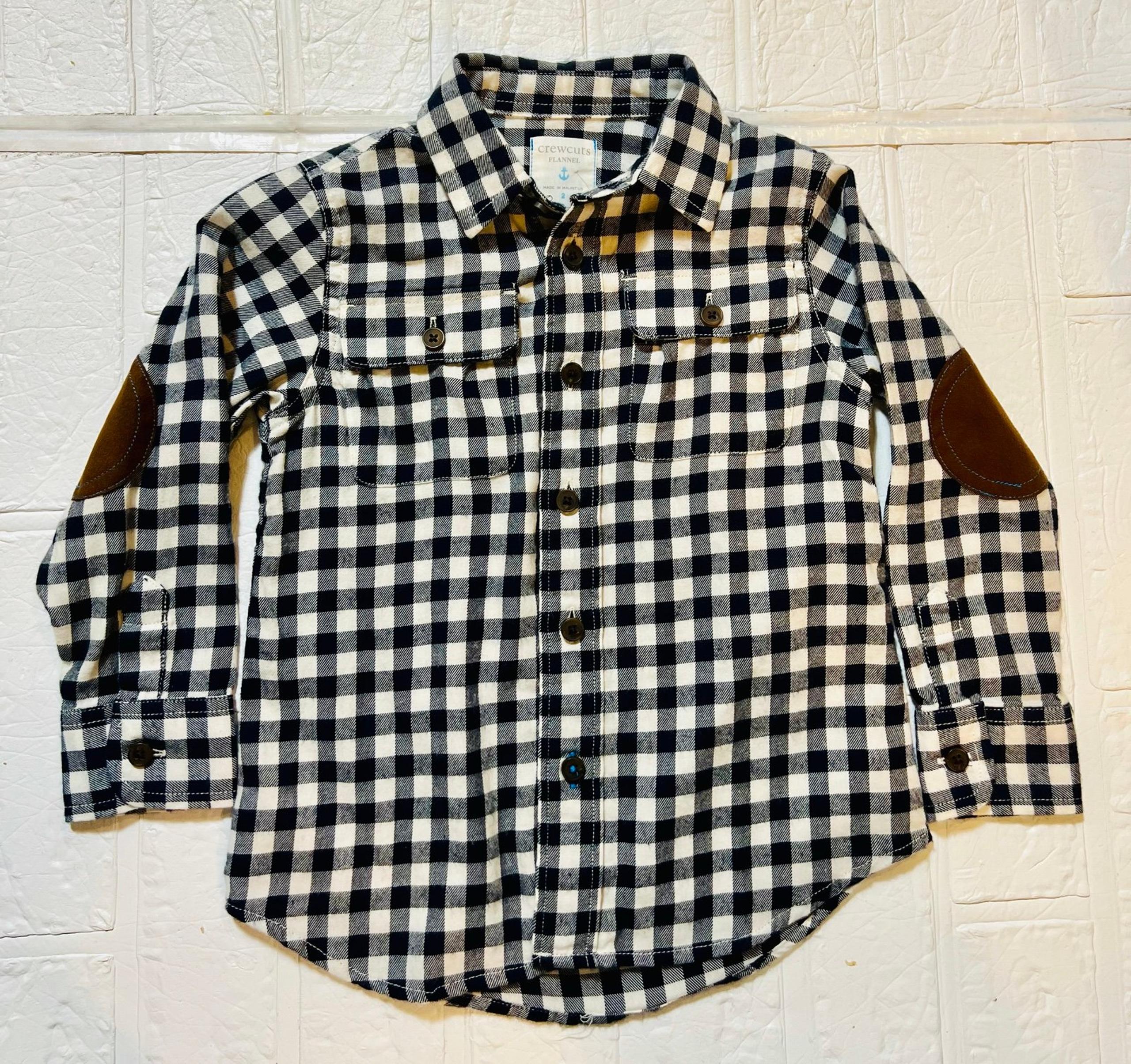New! Crewcuts Button Up Buffalo Plaid Boys Size 2 Toddler