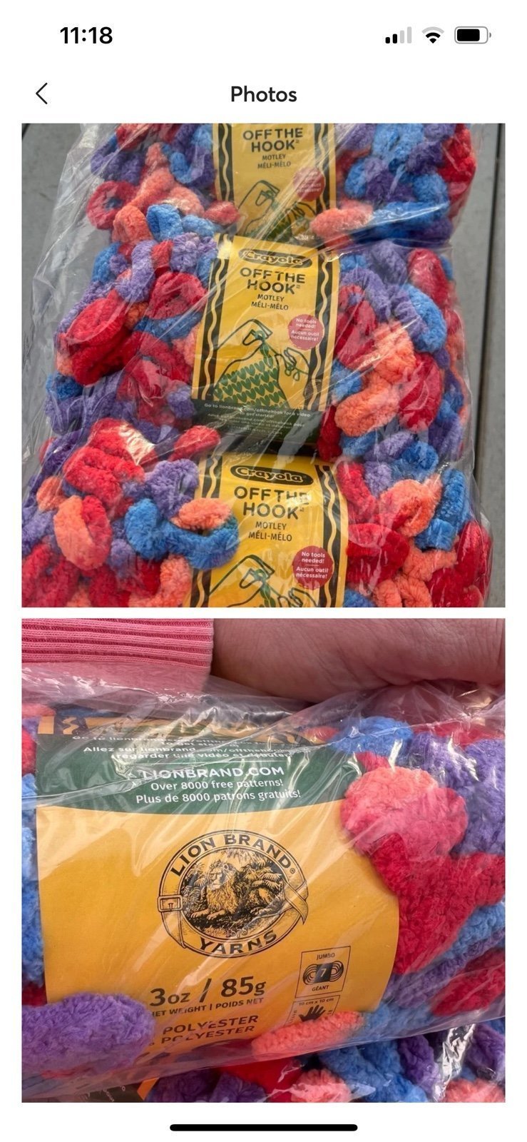 Lion Brand Yarns Crayola Off The Hook “Motley” Loop Yarn 12 skeins