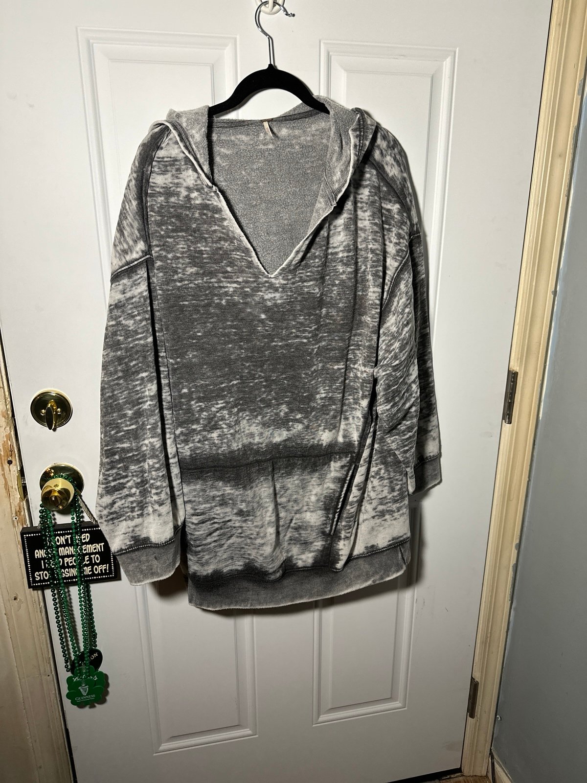 Free People Gray Huge Oversized Woman's Hoodie Sweatshirt Pull Over