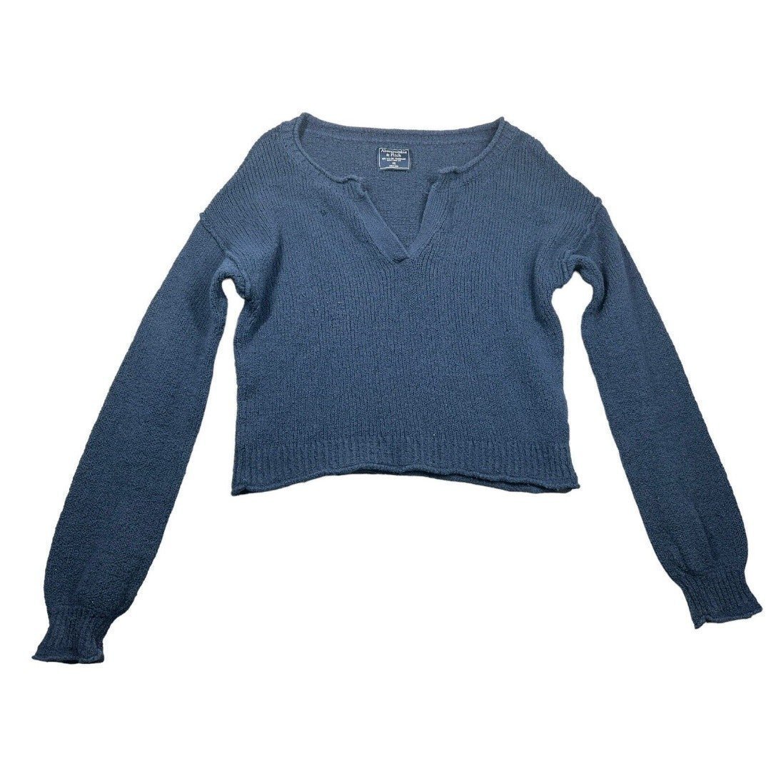 Abercrombie & Fitch Sweater Dark Navy Blue V-Neck Women Size XS