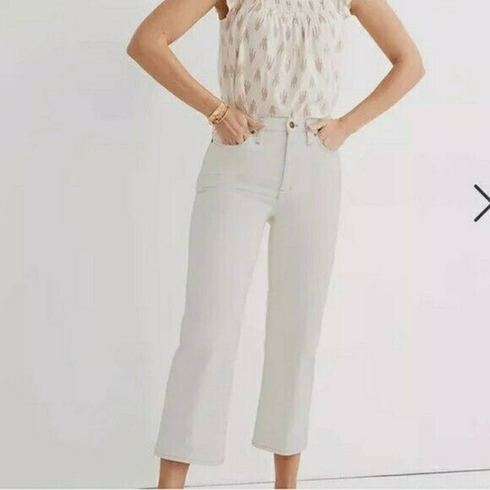 Madewell Slim Demi-Boot Med Wash Denim Cream Biege Jean Women Size W33p