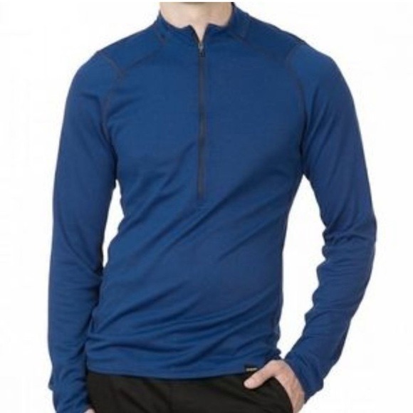 Mens Patagonia Long Sleeve Performance Base Layer Capilene Blue ¼ Zip Sweater