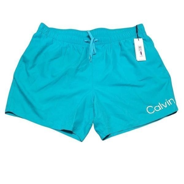 Calvin Klein Swim Trunks Men's XXL Aqua Blue Brief Lined Pocketed Swim Shorts