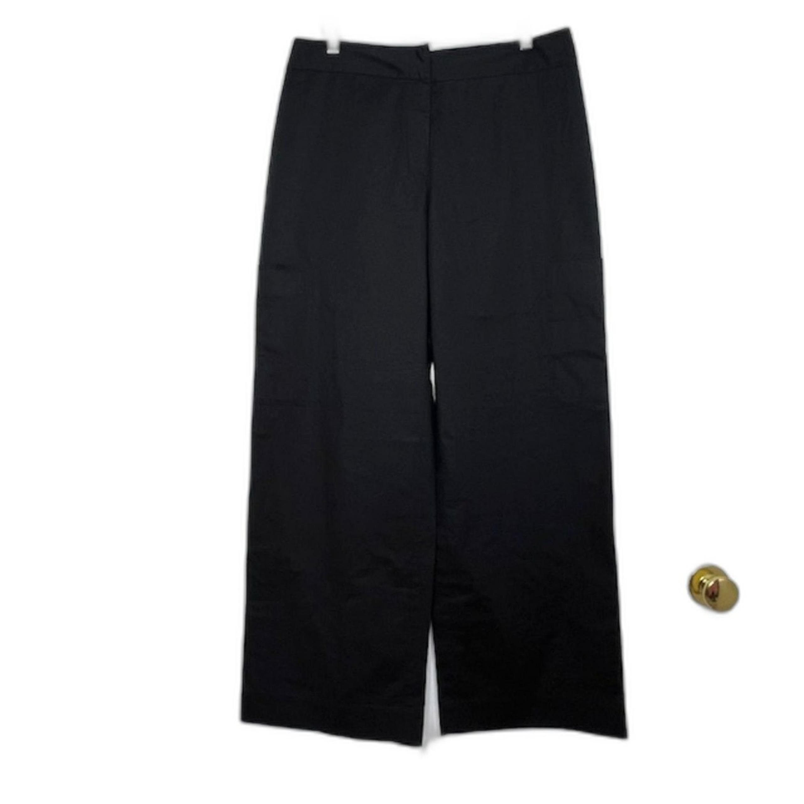 EILEEN FISHER BLACK SUPER WIDE LEG CARGO PANTS COTTON BLEND SIZE SMALL