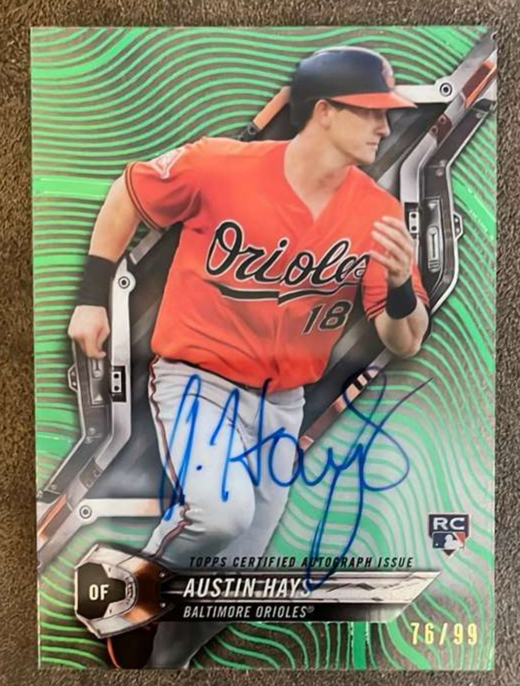 2018 Topps High Tek Autographs Green Rookie HT-AH Austin Hays /99