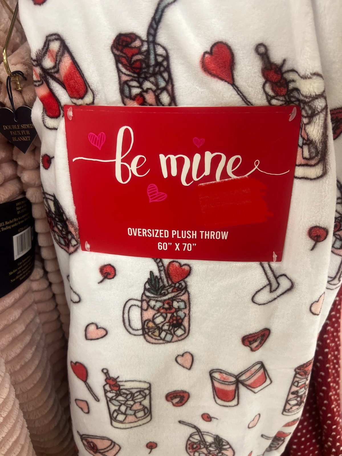 Valentines Drinks Cocktails Plush Throw Blanket